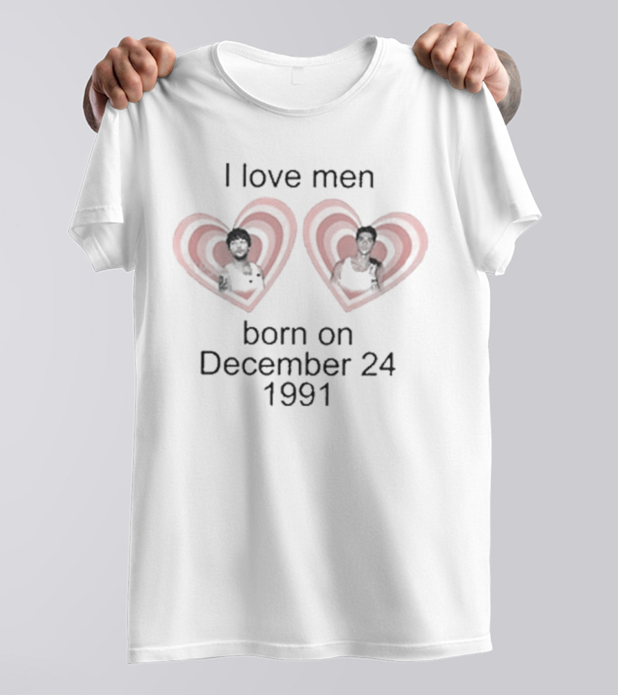 I Love Men Born On December 24 1991 Heart T-Shirt