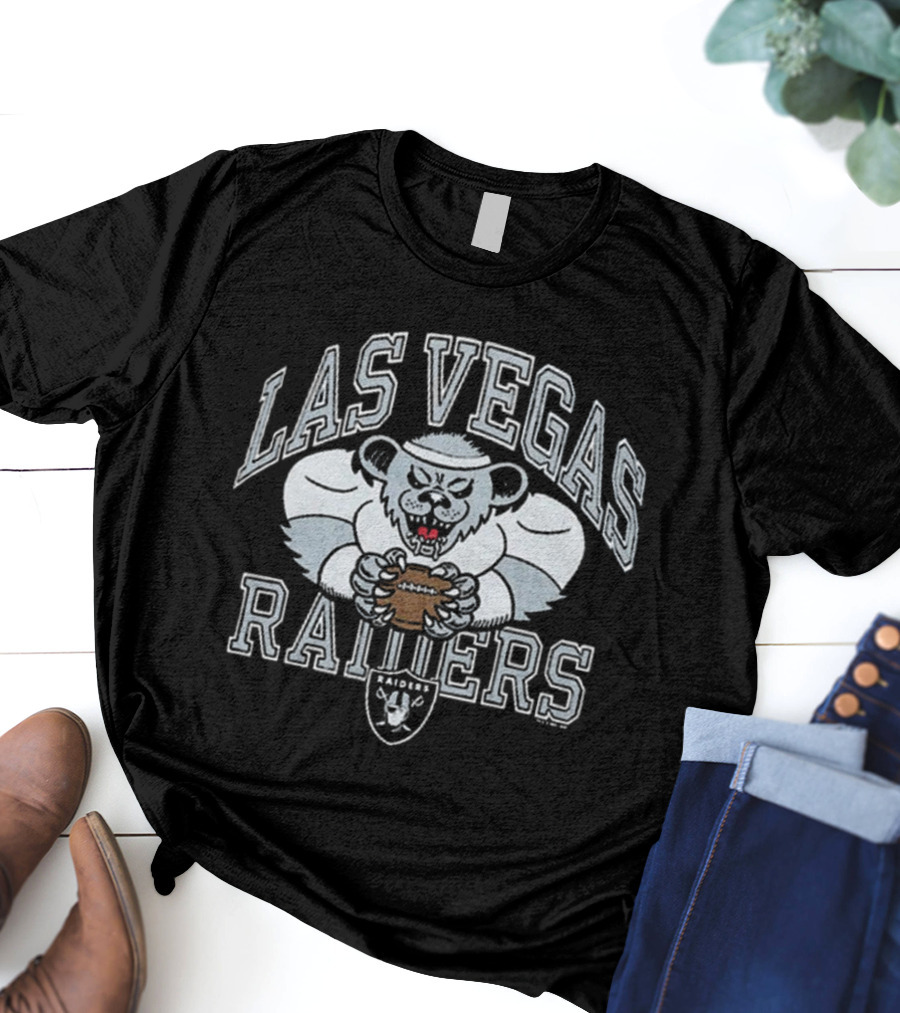 Las Vegas Raiders Grateful Dead Bear NFL Collaboration T-Shirt
