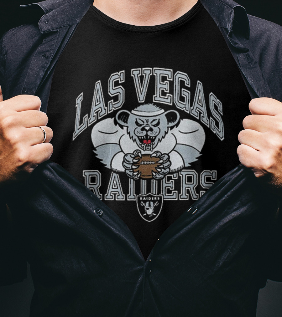 Las Vegas Raiders Grateful Dead Bear NFL Collaboration T-Shirt