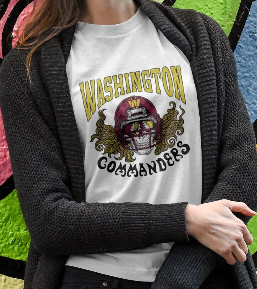 Washington Commanders Grateful Dead NFL Skull Helmet Collaboration T-Shirt