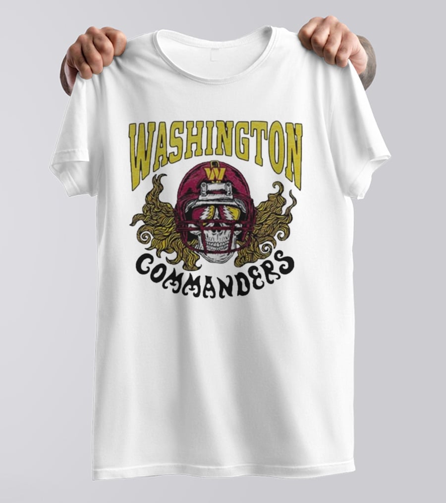 Washington Commanders Grateful Dead NFL Skull Helmet Collaboration T-Shirt