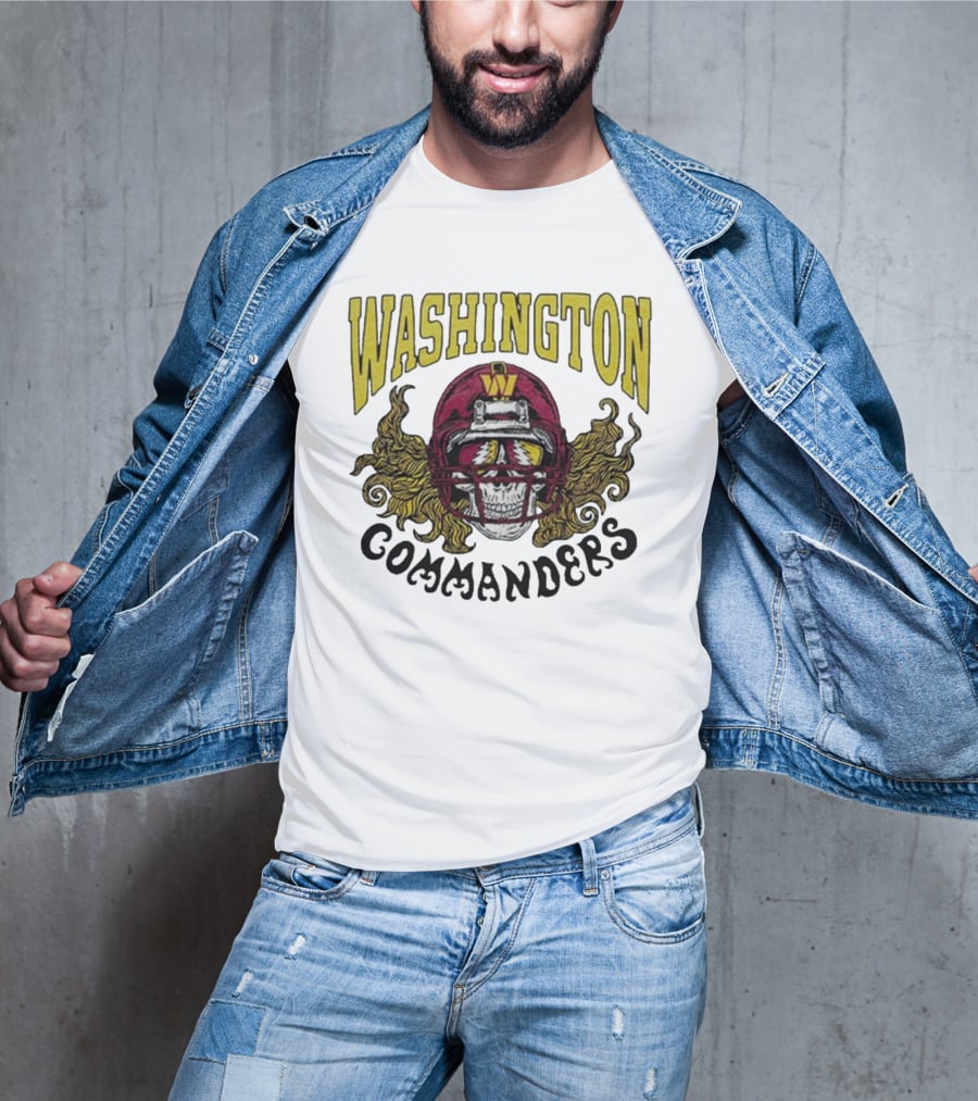 Washington Commanders Grateful Dead NFL Skull Helmet Collaboration T-Shirt