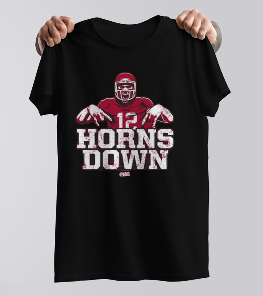 Horns Down 12 Oklahoma College Fans Football Player Gesture T-Shirt