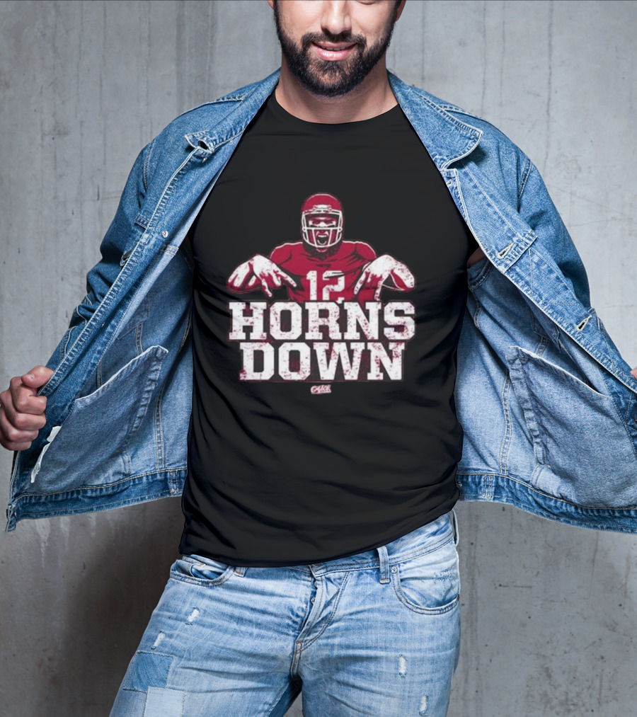 Horns Down 12 Oklahoma College Fans Football Player Gesture T-Shirt