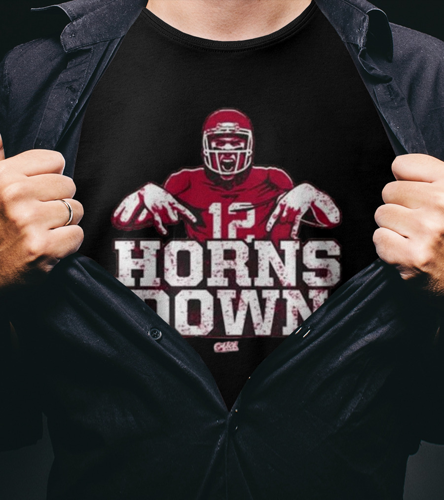 Horns Down 12 Oklahoma College Fans Football Player Gesture T-Shirt