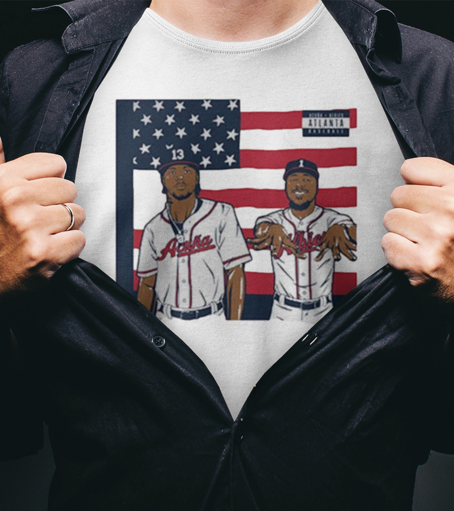 Outkast Stankonia Ronald Acuna Jr Ozzie Albies American Flag Baseball T-Shirt