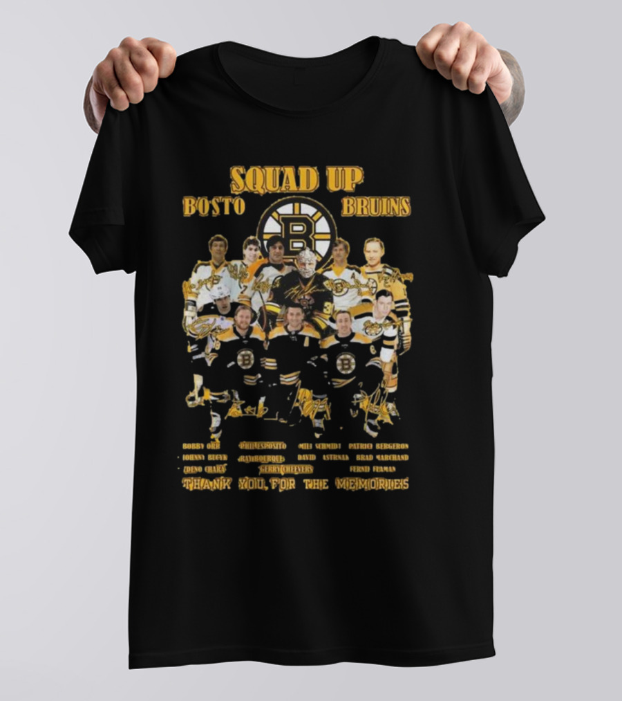 Squad Up Boston Bruins Bobby Orr Phil Esposito Zdeno Chara Thank You For The Memories T-Shirt