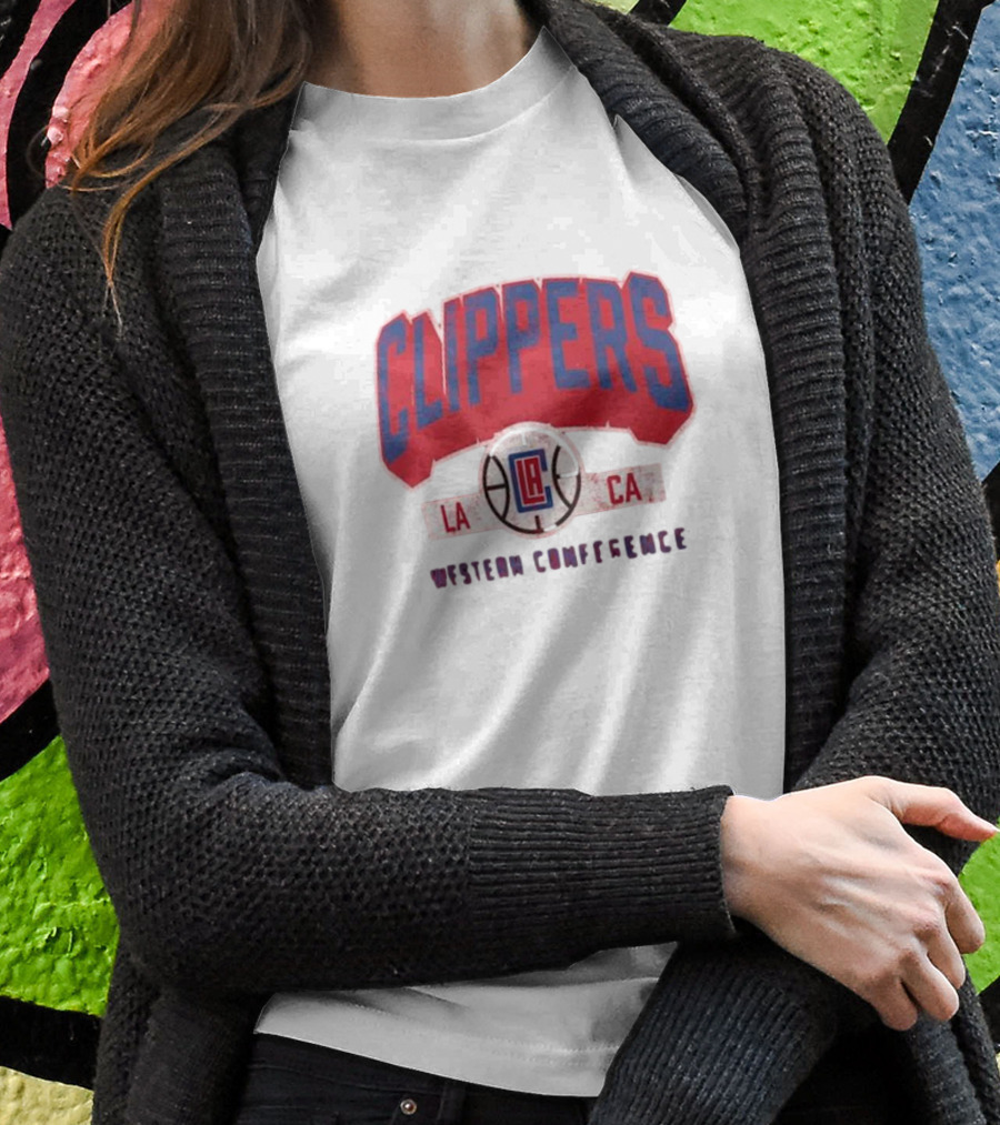 Clippers LA CA Western Conference Front Court Press Snow Wash T-Shirt