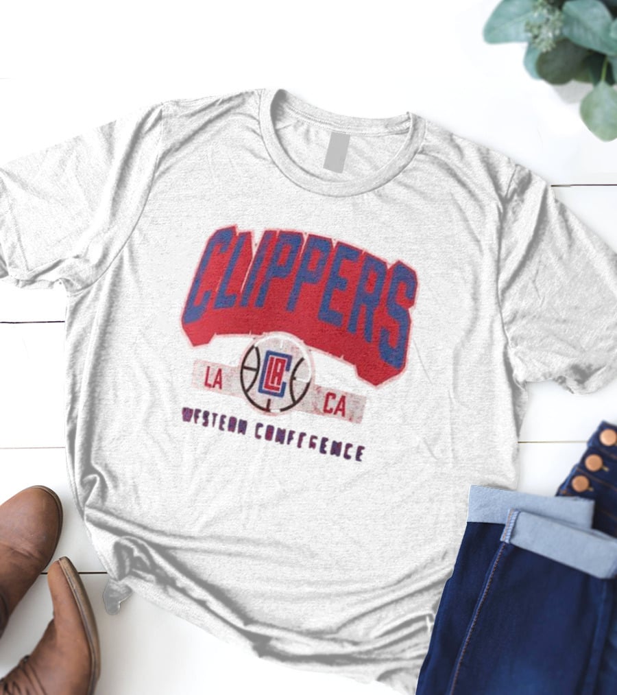 Clippers LA CA Western Conference Front Court Press Snow Wash T-Shirt