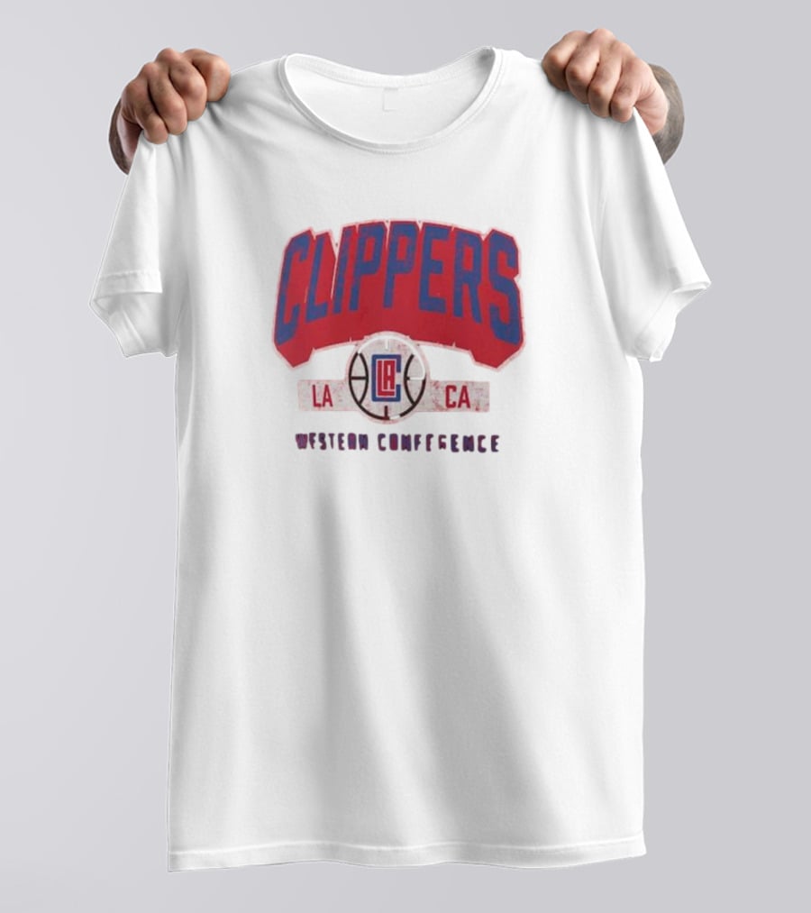 Clippers LA CA Western Conference Front Court Press Snow Wash T-Shirt