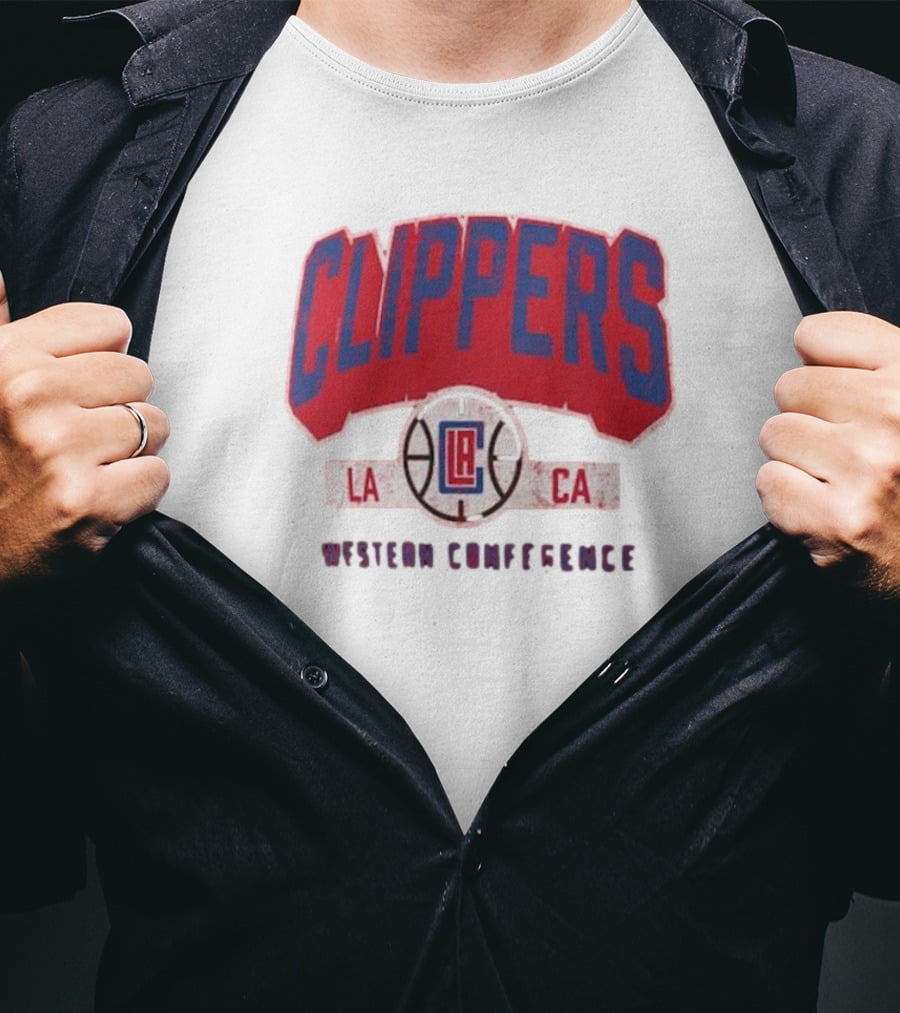 Clippers LA CA Western Conference Front Court Press Snow Wash T-Shirt