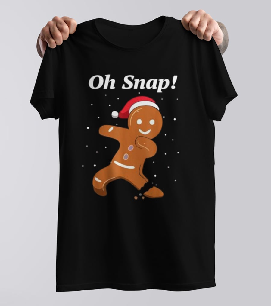 Oh Snap Gingerbread Merry Christmas Cookie Santa Hat T-Shirt