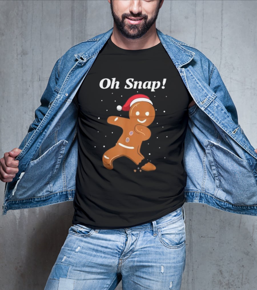 Oh Snap Gingerbread Merry Christmas Cookie Santa Hat T-Shirt