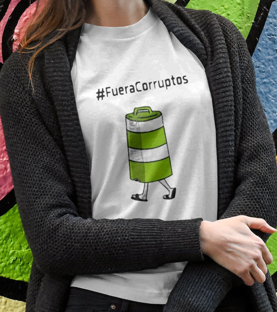 Paola Hurtado Uri Samayoa #FueraCorruptos Walking Traffic Cone Image T-Shirt
