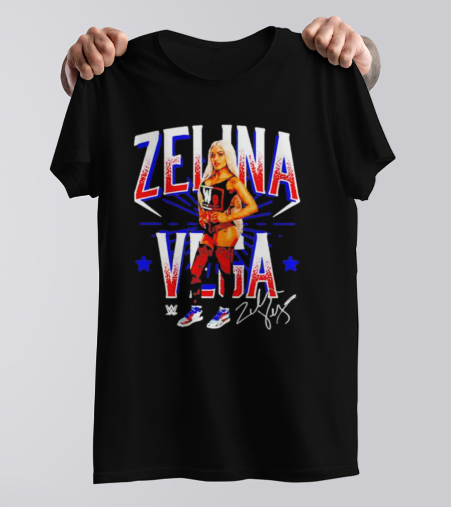 Zelina Vega LWO Signature WWE Red Blue Star T-Shirt