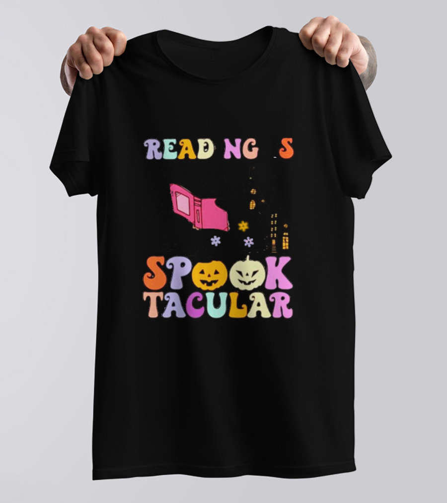 Reading Is Spooktacular Ghost Reading Book Halloween Pumpkins T-Shirt