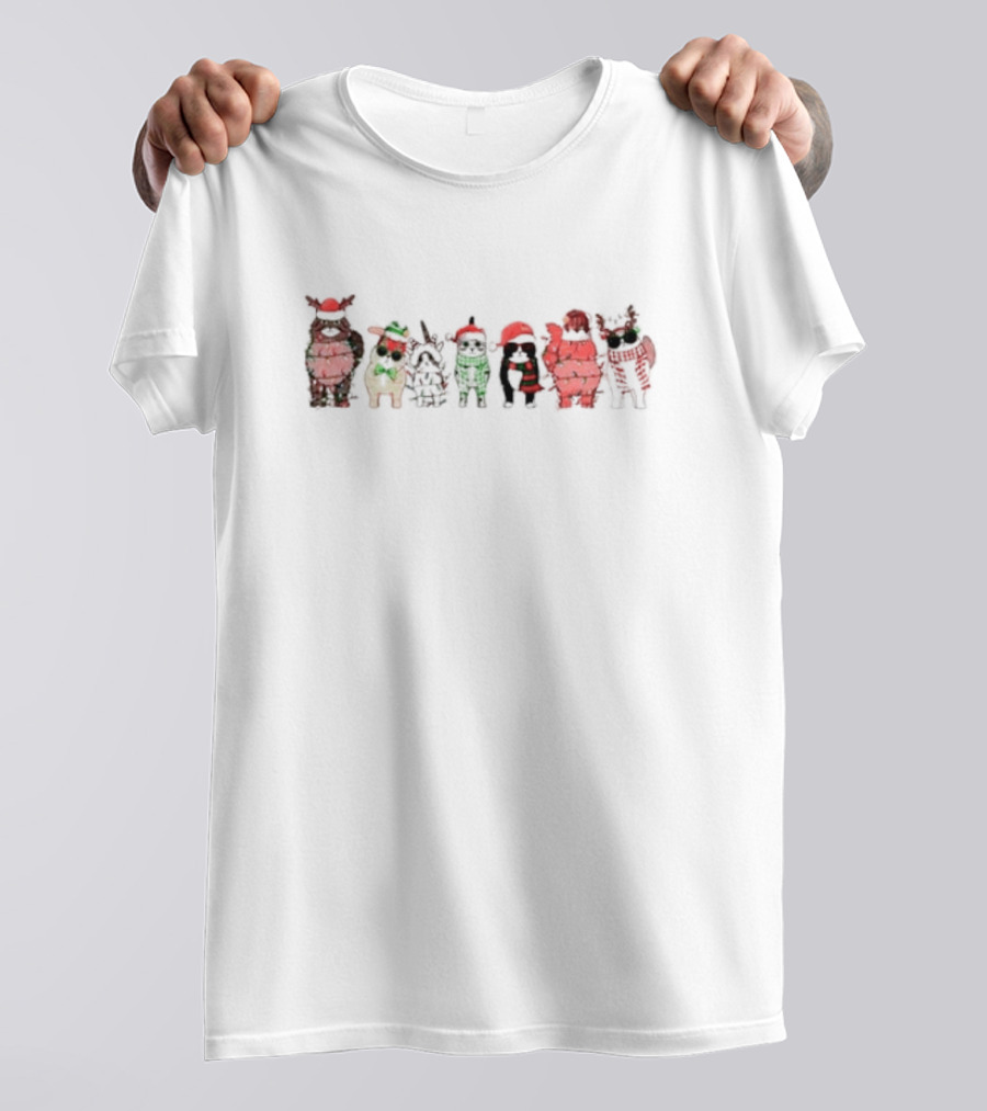 Cats Meowy Christmas Cats In Festive Holiday Outfits T-Shirt