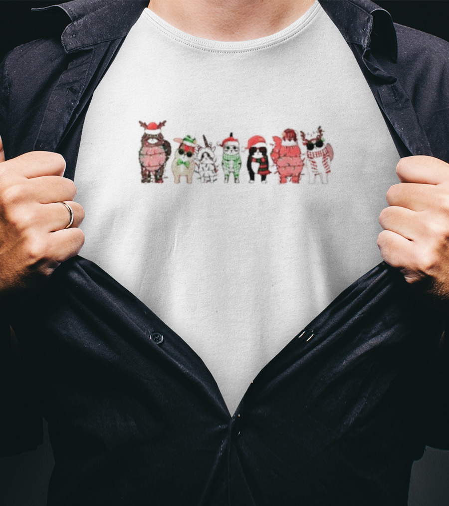 Cats Meowy Christmas Cats In Festive Holiday Outfits T-Shirt