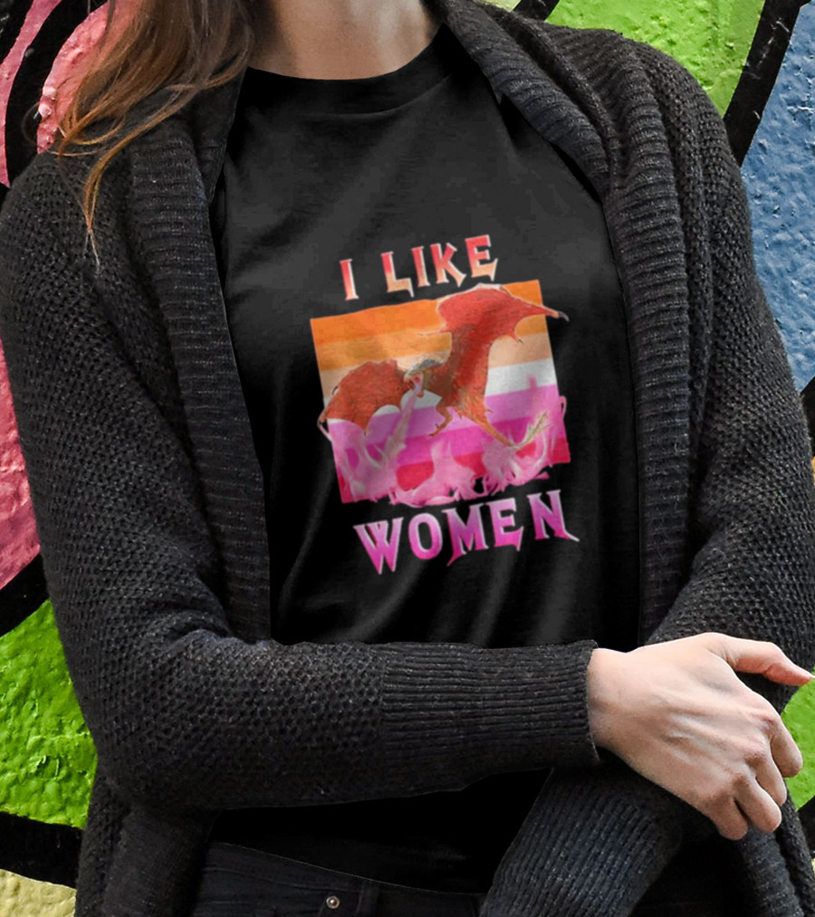 I Like Women Dragon Lesbian Flag T-Shirt