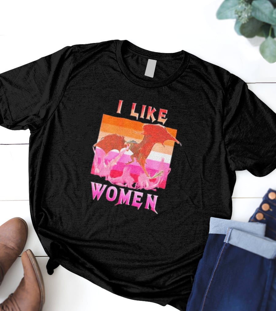 I Like Women Dragon Lesbian Flag T-Shirt