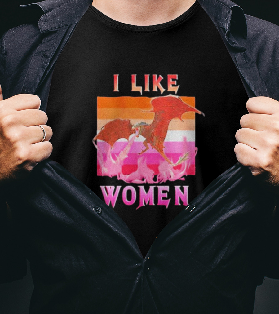 I Like Women Dragon Lesbian Flag T-Shirt