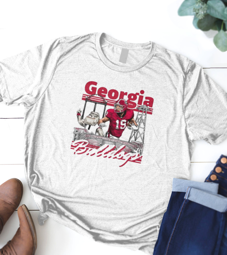 Georgia Bulldogs Brock Bowers Sanford Stadium Collegiate Landmarks T-Shirt