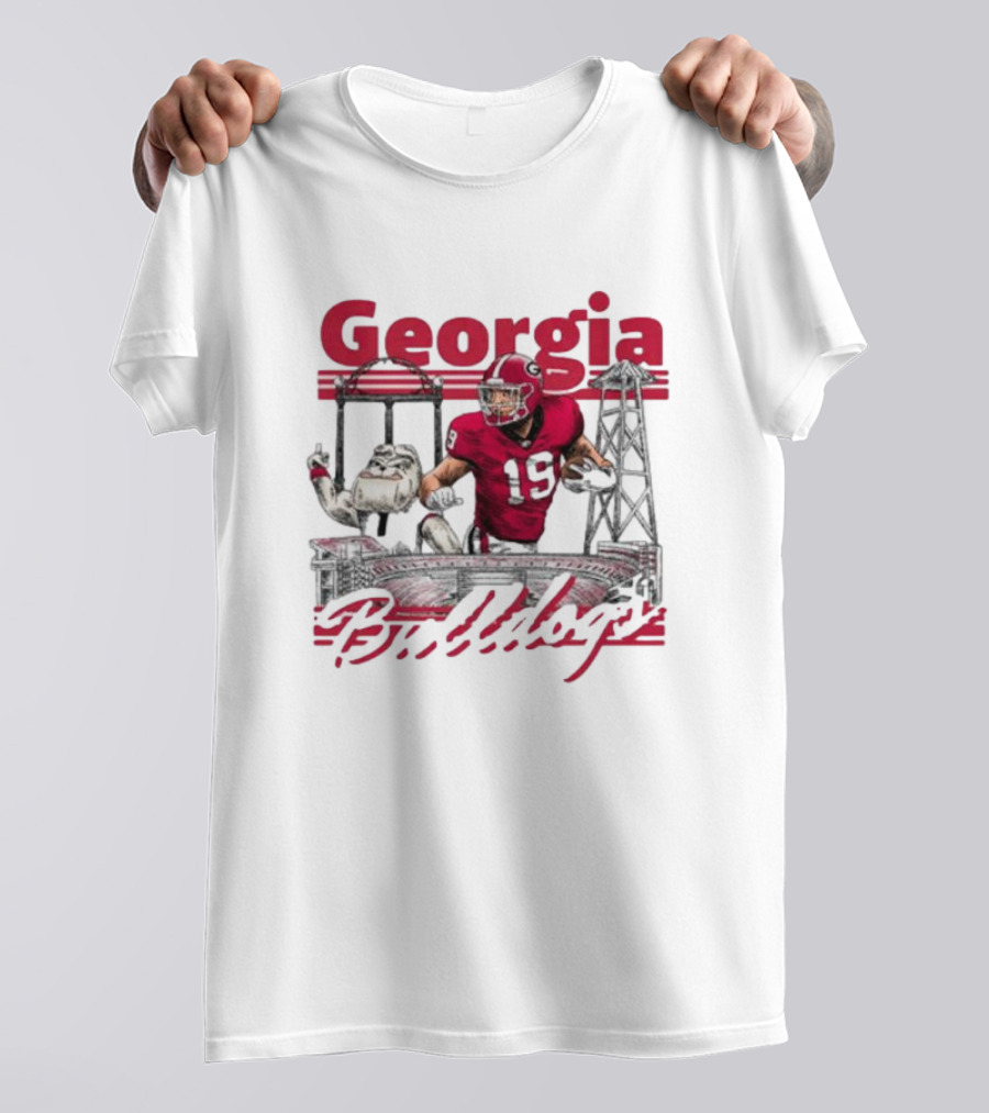 Georgia Bulldogs Brock Bowers Sanford Stadium Collegiate Landmarks T-Shirt
