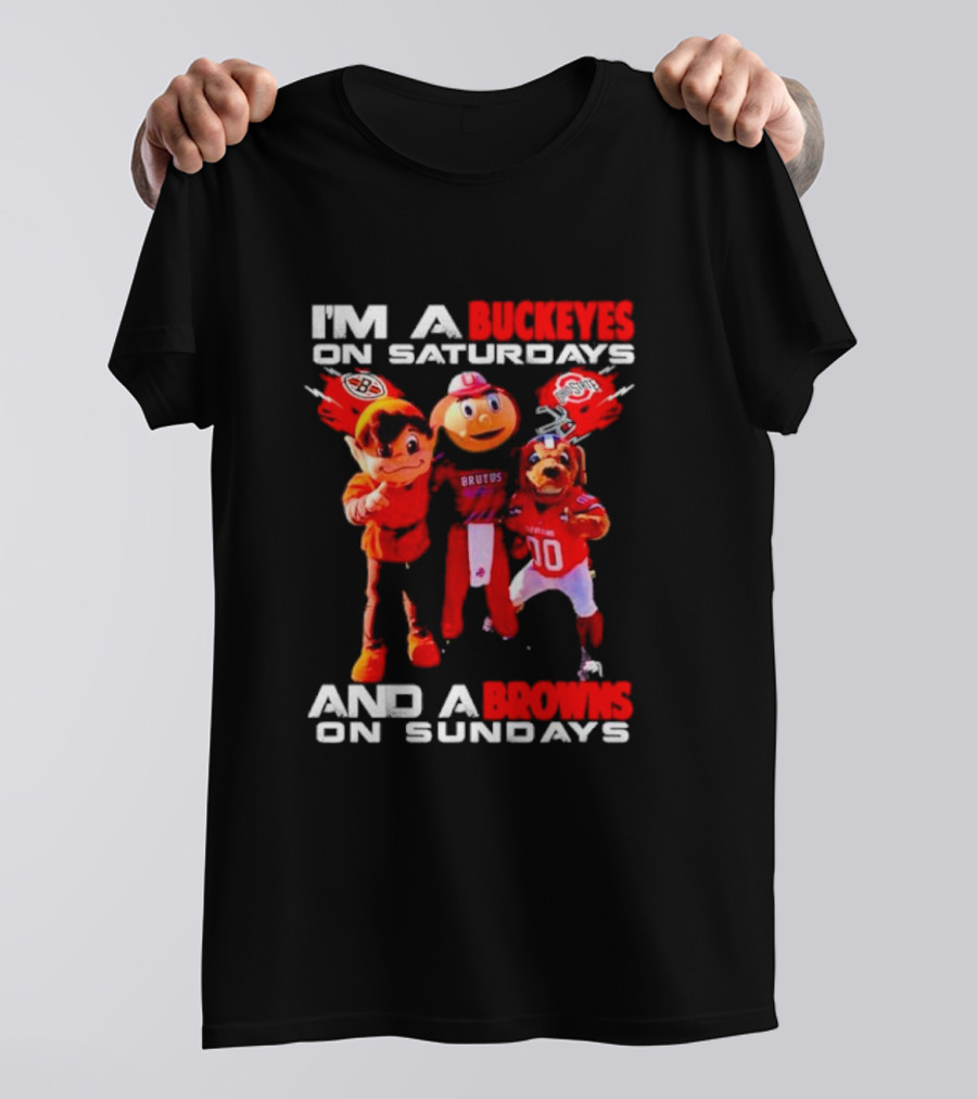Buckeyes And Browns Football Fans United On Weekends T-Shirt