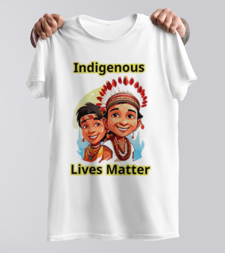 Indigenous Lives Matter Smiling Children Wearing Traditional Headdress T-Shirt