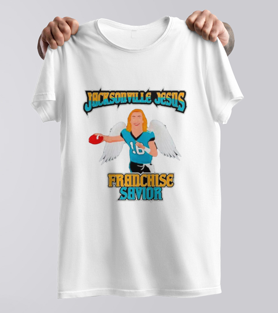 Jacksonville Jesus Franchise Savior Trevor Lawrence Angel Wings Football T-Shirt