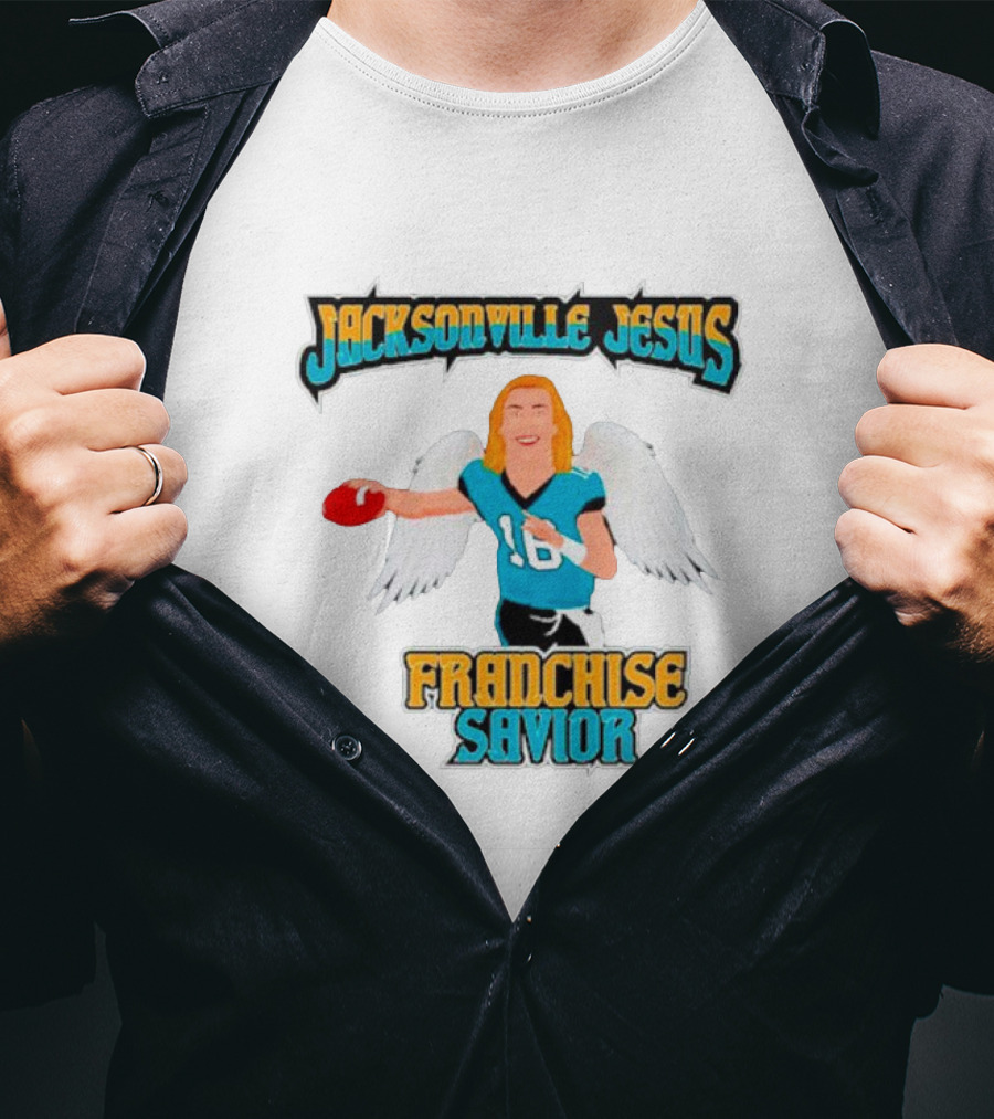 Jacksonville Jesus Franchise Savior Trevor Lawrence Angel Wings Football T-Shirt