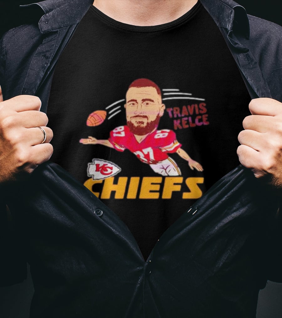 Travis Kelce Kansas City Chiefs Football Cartoon T-Shirt