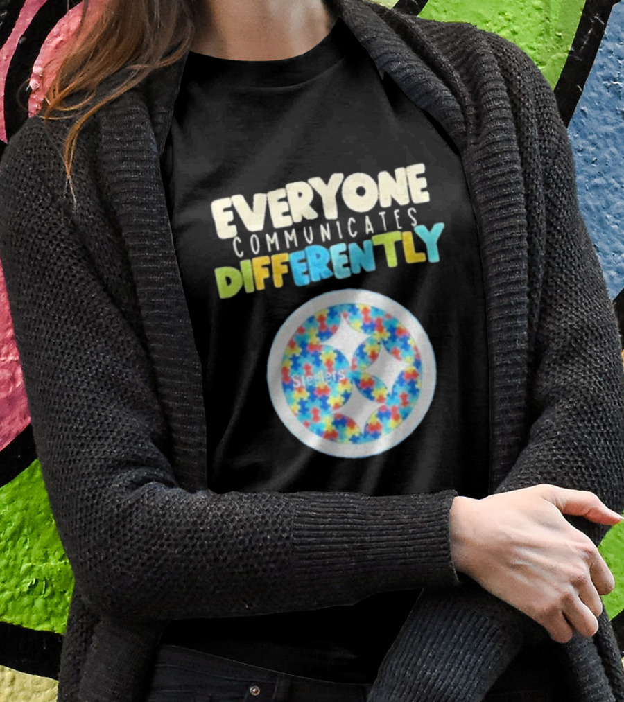 Everyone Communicates Differently Steelers Puzzle T-Shirt
