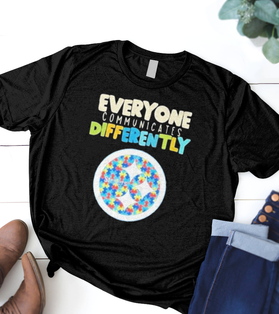 Everyone Communicates Differently Steelers Puzzle T-Shirt
