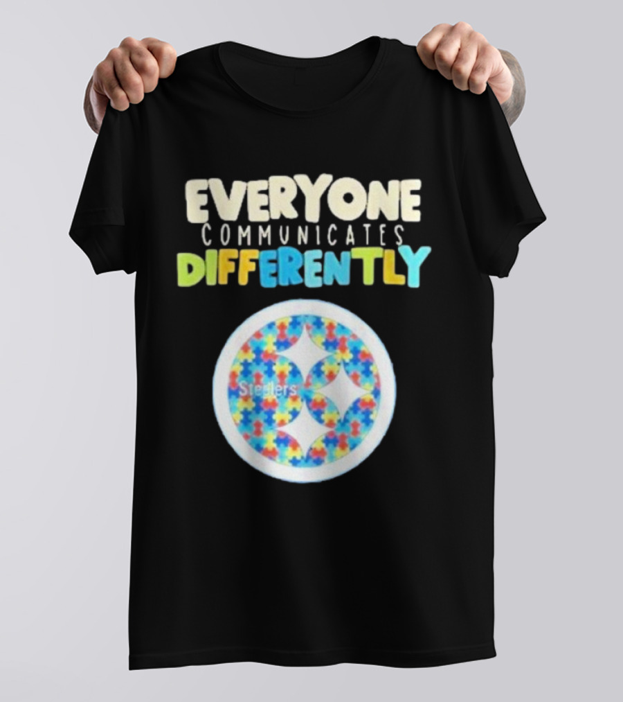Everyone Communicates Differently Steelers Puzzle T-Shirt