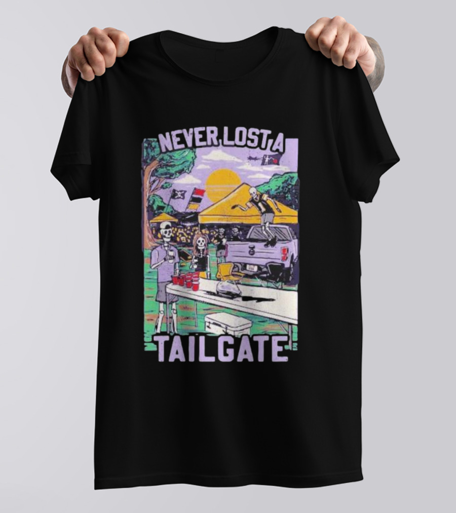 Never Lost A Tailgate Skeleton Party Scene T-Shirt