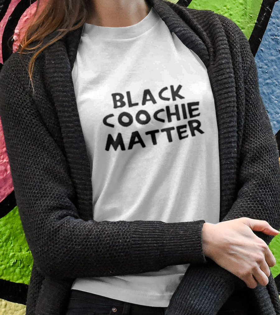 Qadi Black Coochie Matter Text T-Shirt