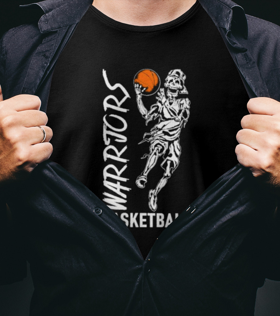 Warriors Skeleton Basketball Player Holding Ball T-Shirt