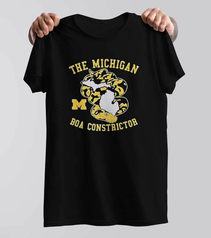 The Michigan Boa Constrictor Football M Logo Yellow Snake Map T-Shirt