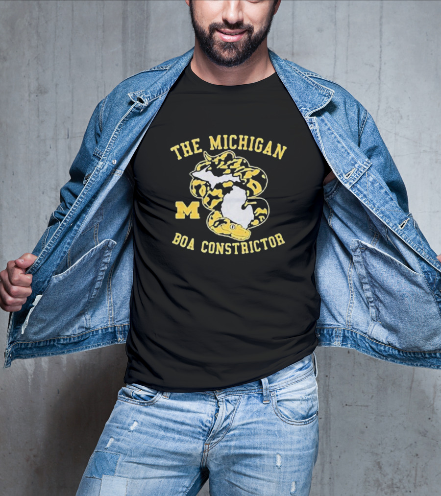 The Michigan Boa Constrictor Football M Logo Yellow Snake Map T-Shirt