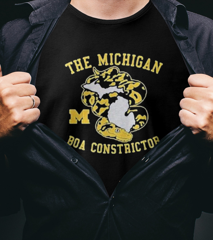 The Michigan Boa Constrictor Football M Logo Yellow Snake Map T-Shirt