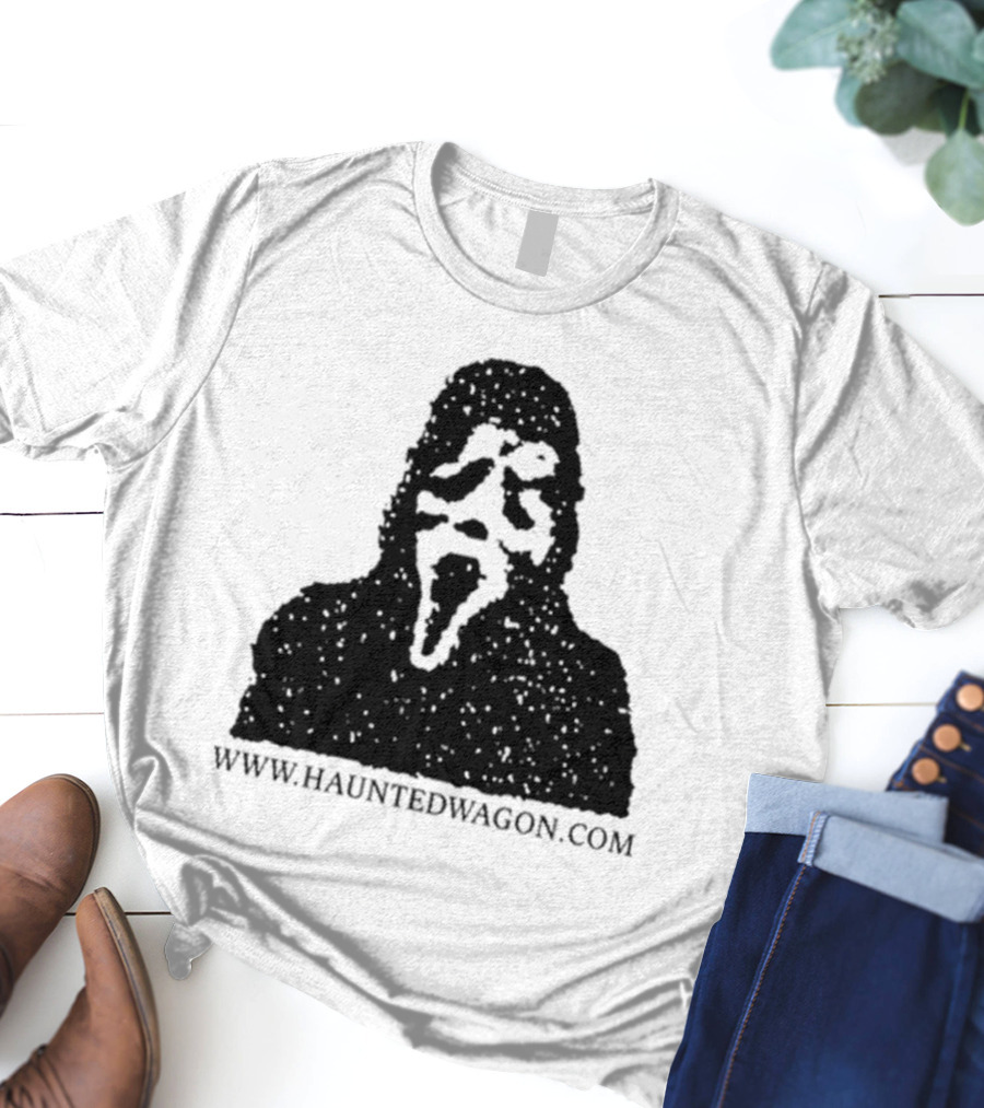 Onlineceramics Haunted Wagon Scream Mask Silhouette Www.hauntedwagon.com T-Shirt