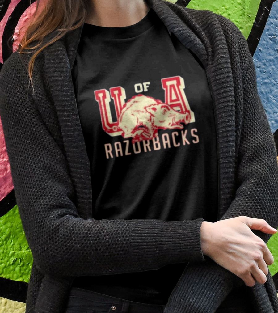U Of A Razorbacks Retro Script University Of Arkansas Vault T-Shirt