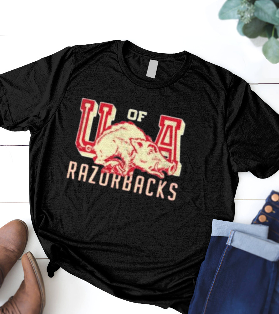 U Of A Razorbacks Retro Script University Of Arkansas Vault T-Shirt