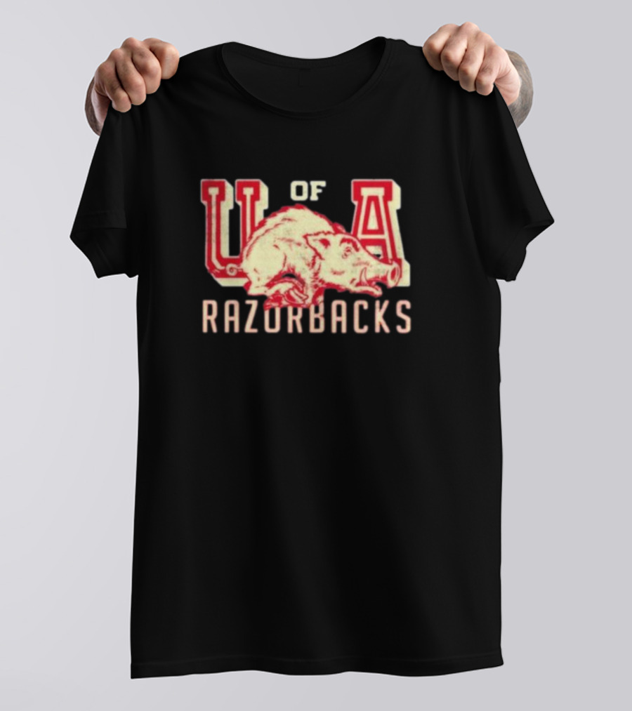 U Of A Razorbacks Retro Script University Of Arkansas Vault T-Shirt