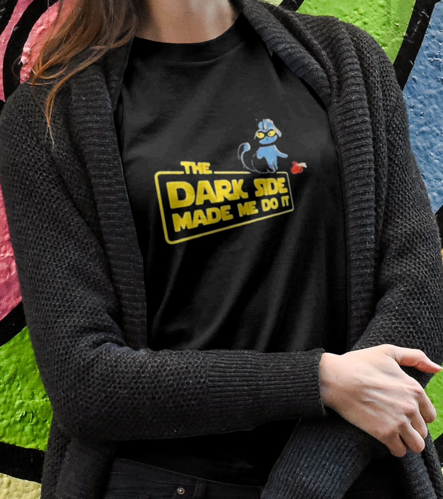 The Dark Side Made Me Do It Cat With Mask And Red Balloon T-Shirt
