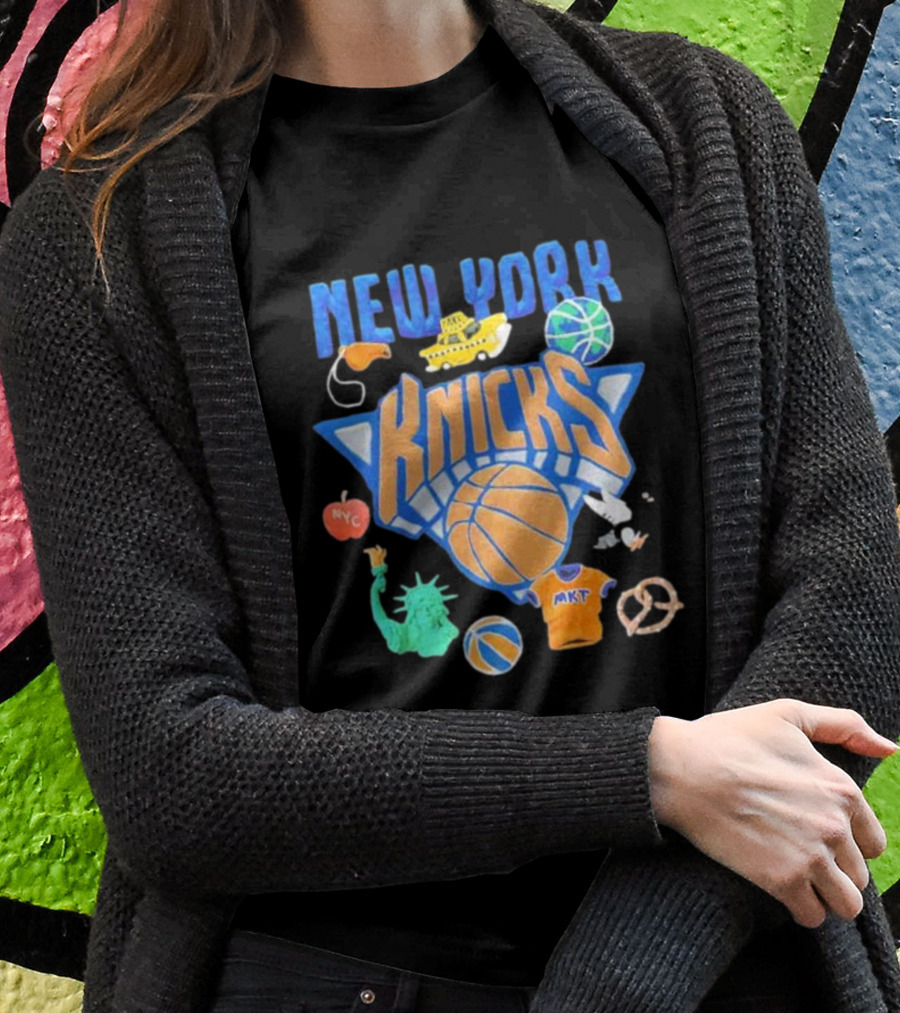 New York Knicks NBA Market Claymation NYC Basketball Iconic Symbols T-Shirt