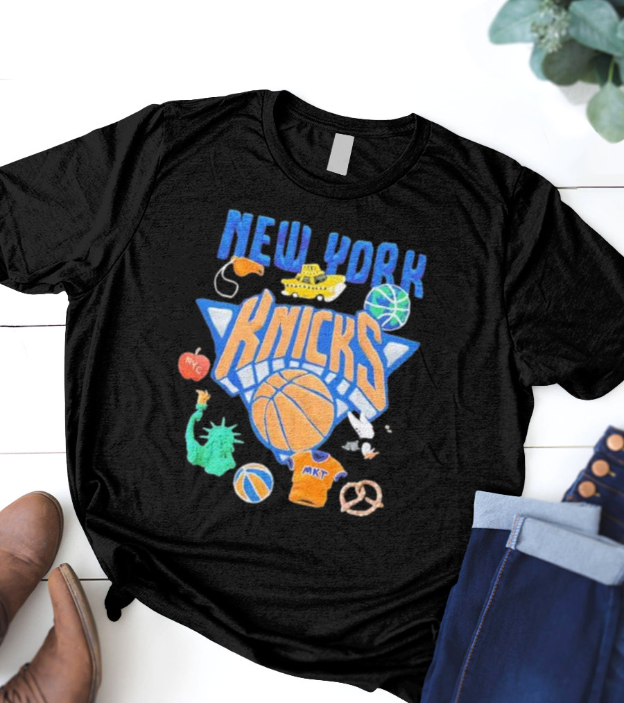 New York Knicks NBA Market Claymation NYC Basketball Iconic Symbols T-Shirt