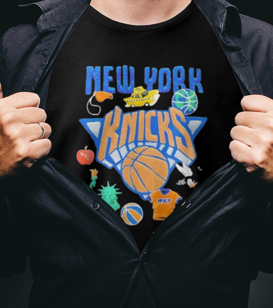 New York Knicks NBA Market Claymation NYC Basketball Iconic Symbols T-Shirt