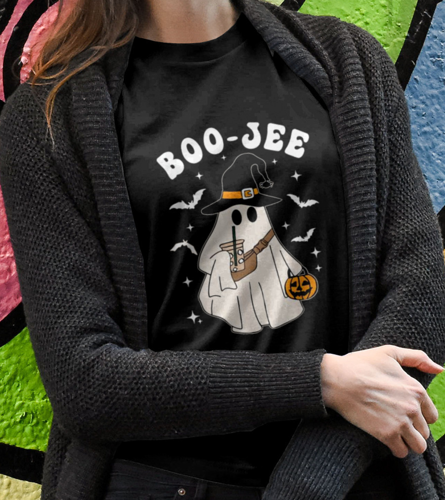 Boo Jee Ghost Halloween Costume Witch Hat Coffee Pumpkin T-Shirt